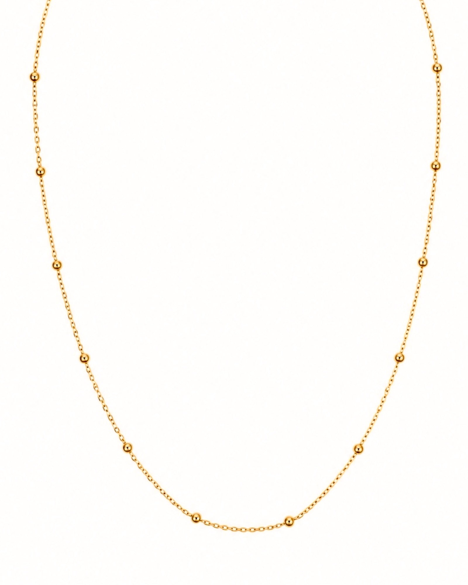 Colar Simples com Esferas em Prata Dourada - 44cm+5cm