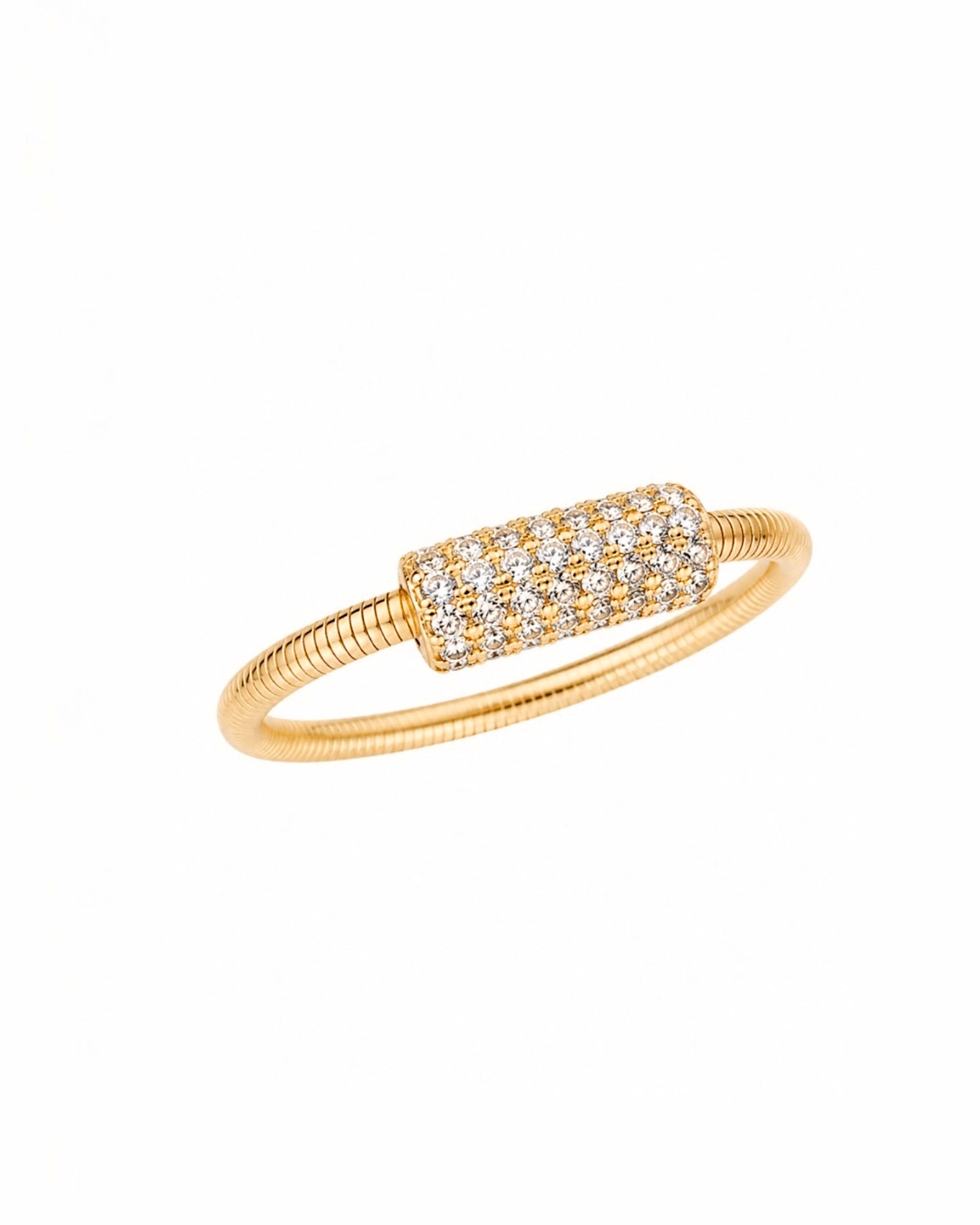 Anel Glamour Brilhante em Prata Dourada