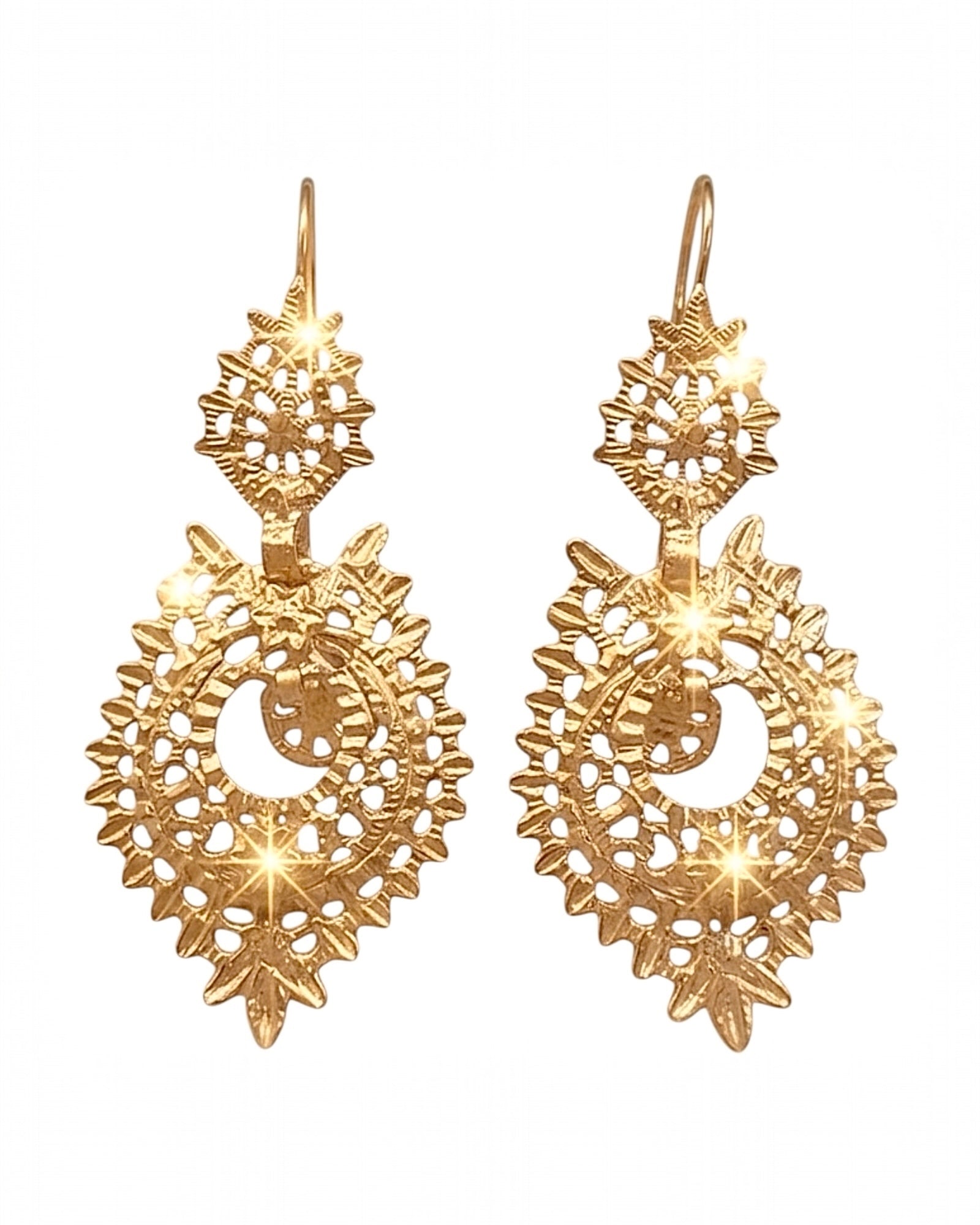 Queen-style earrings in gold-plated silver (with hook)