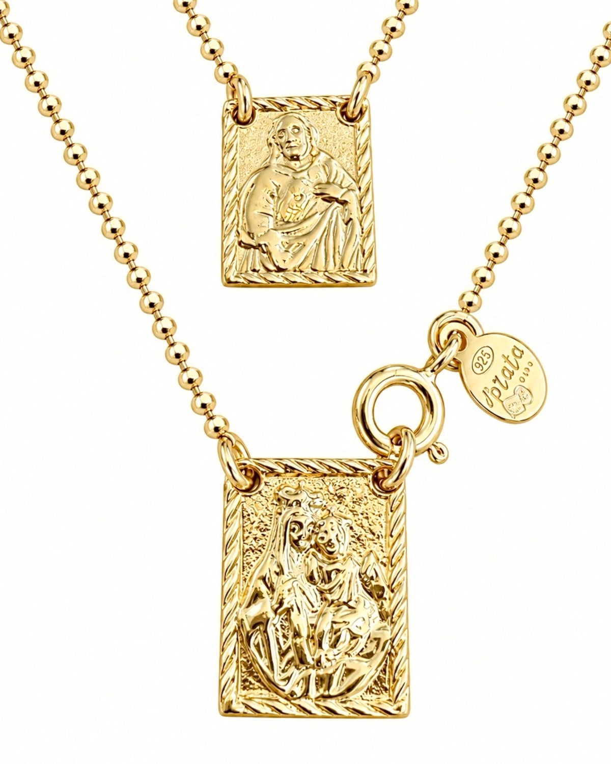 M - Gold Plated Silver Sphere Mesh Scapular