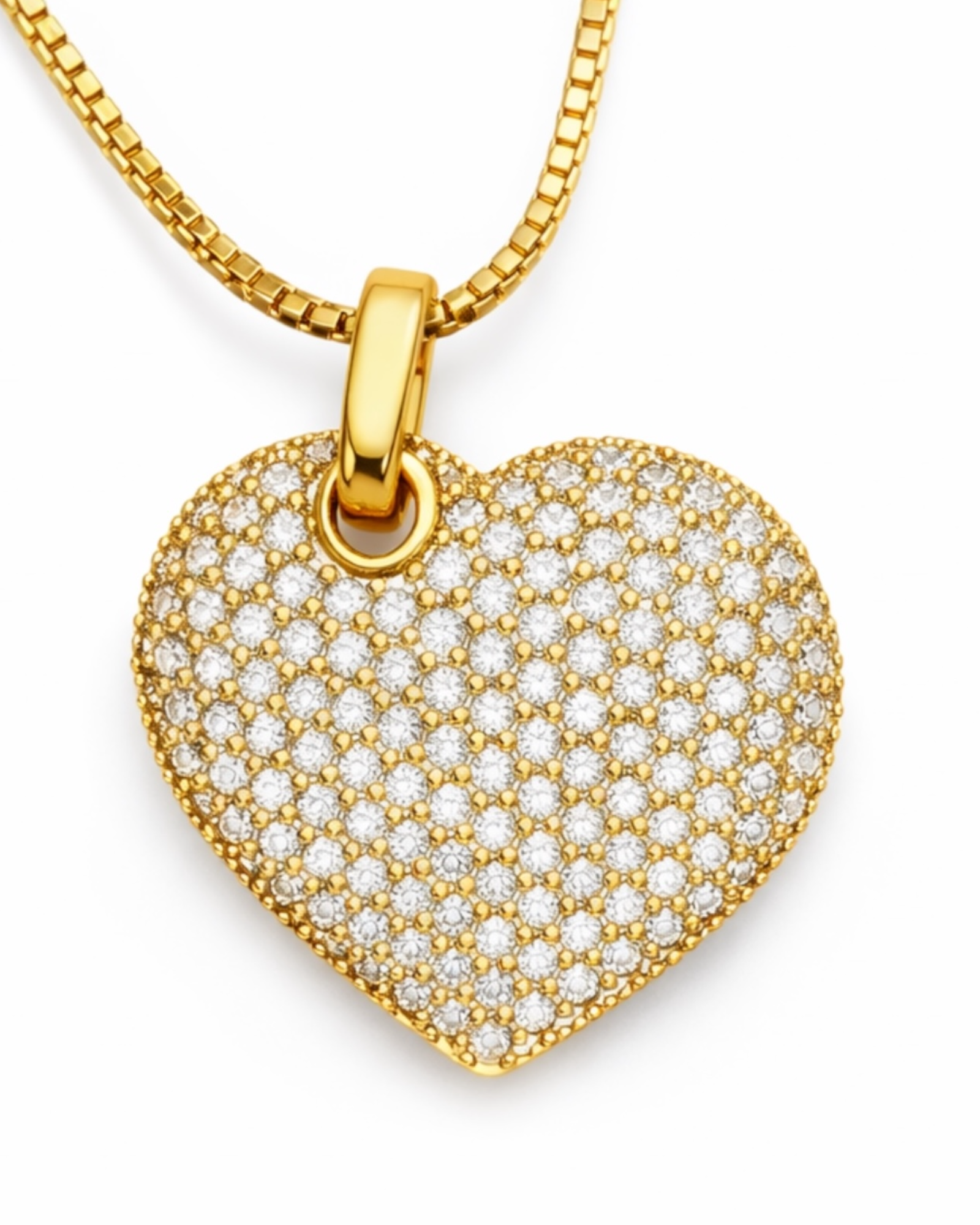 Colar Coração em Prata Dourada