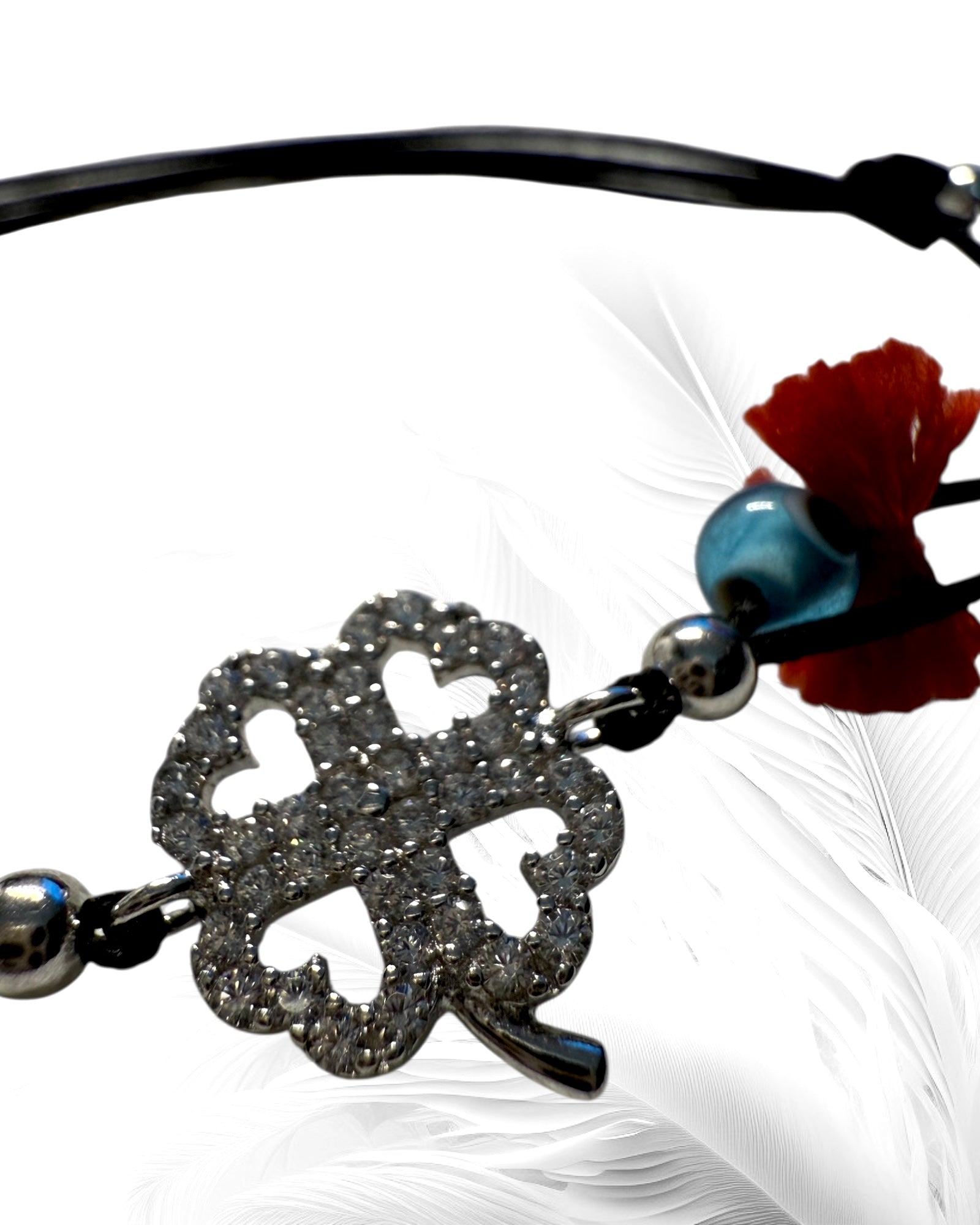 Pulseira Seda Trevo em Prata