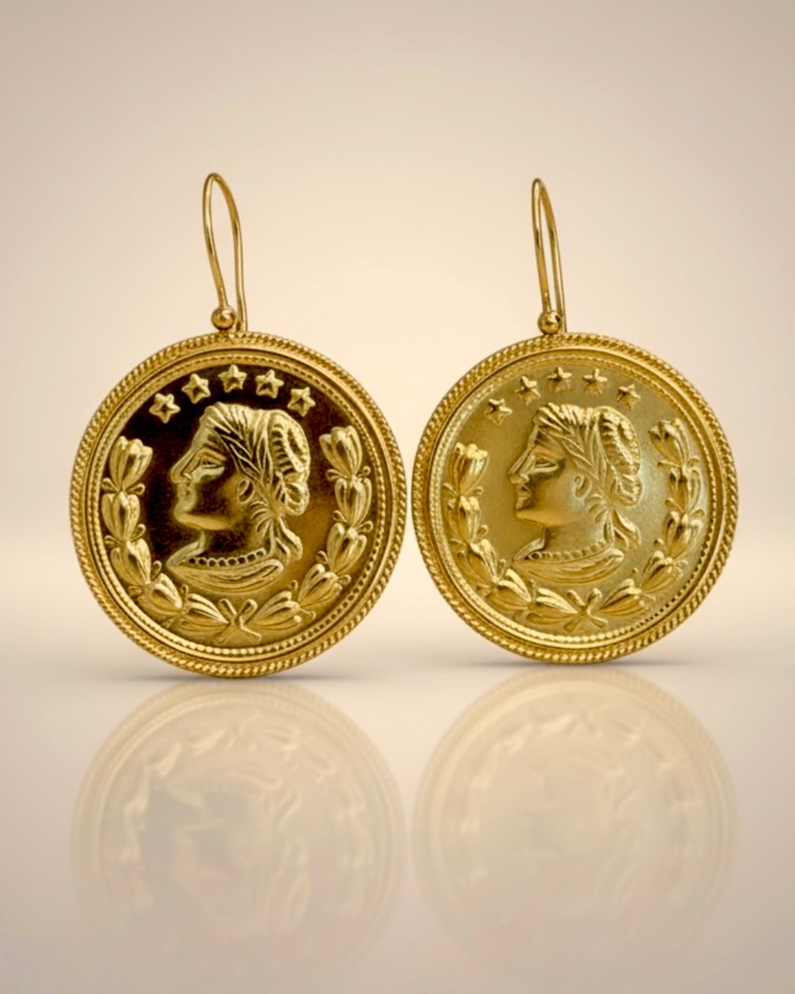 Libra Image Earrings in Gold-Plated Silver