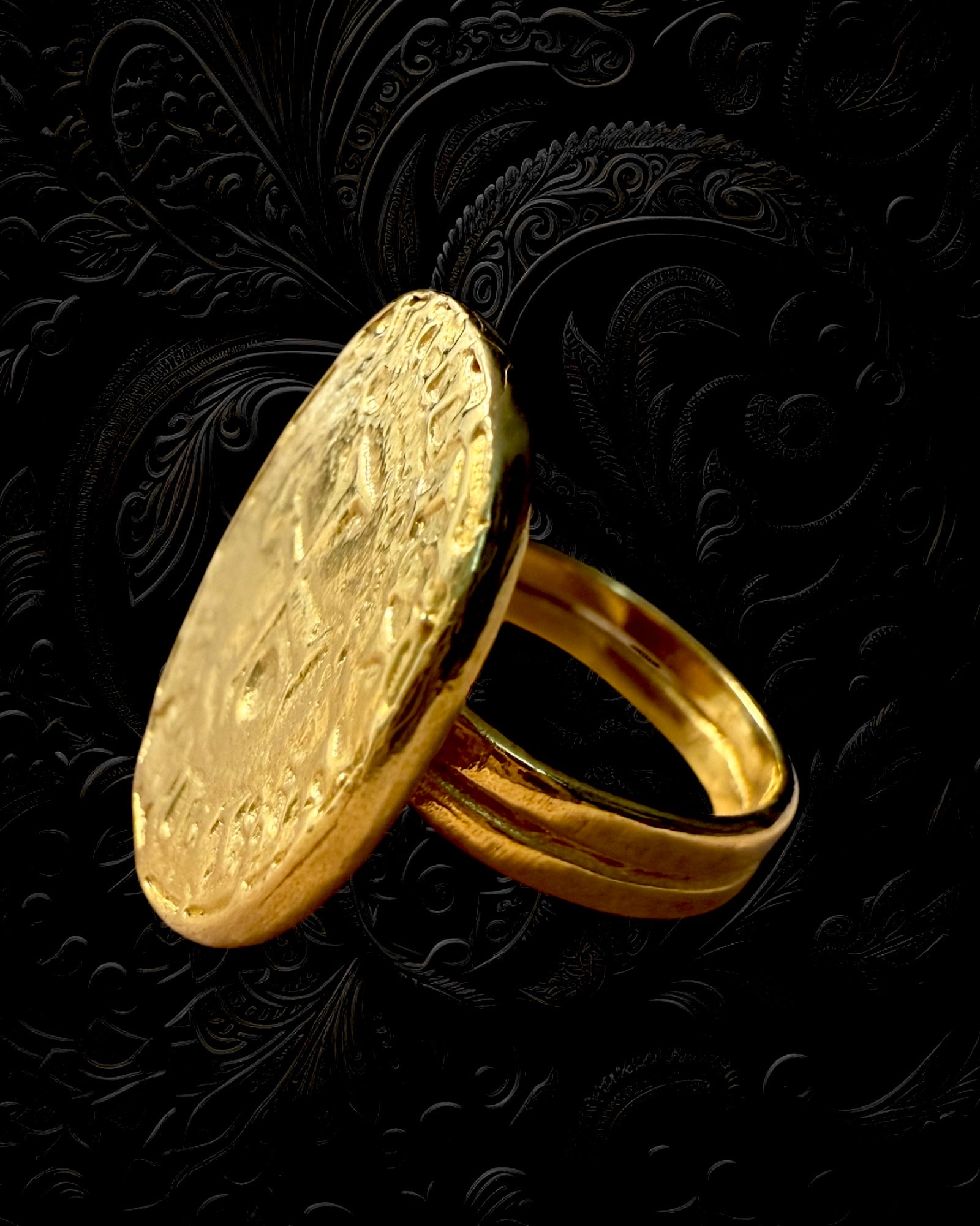 Gold plated silver cross ring