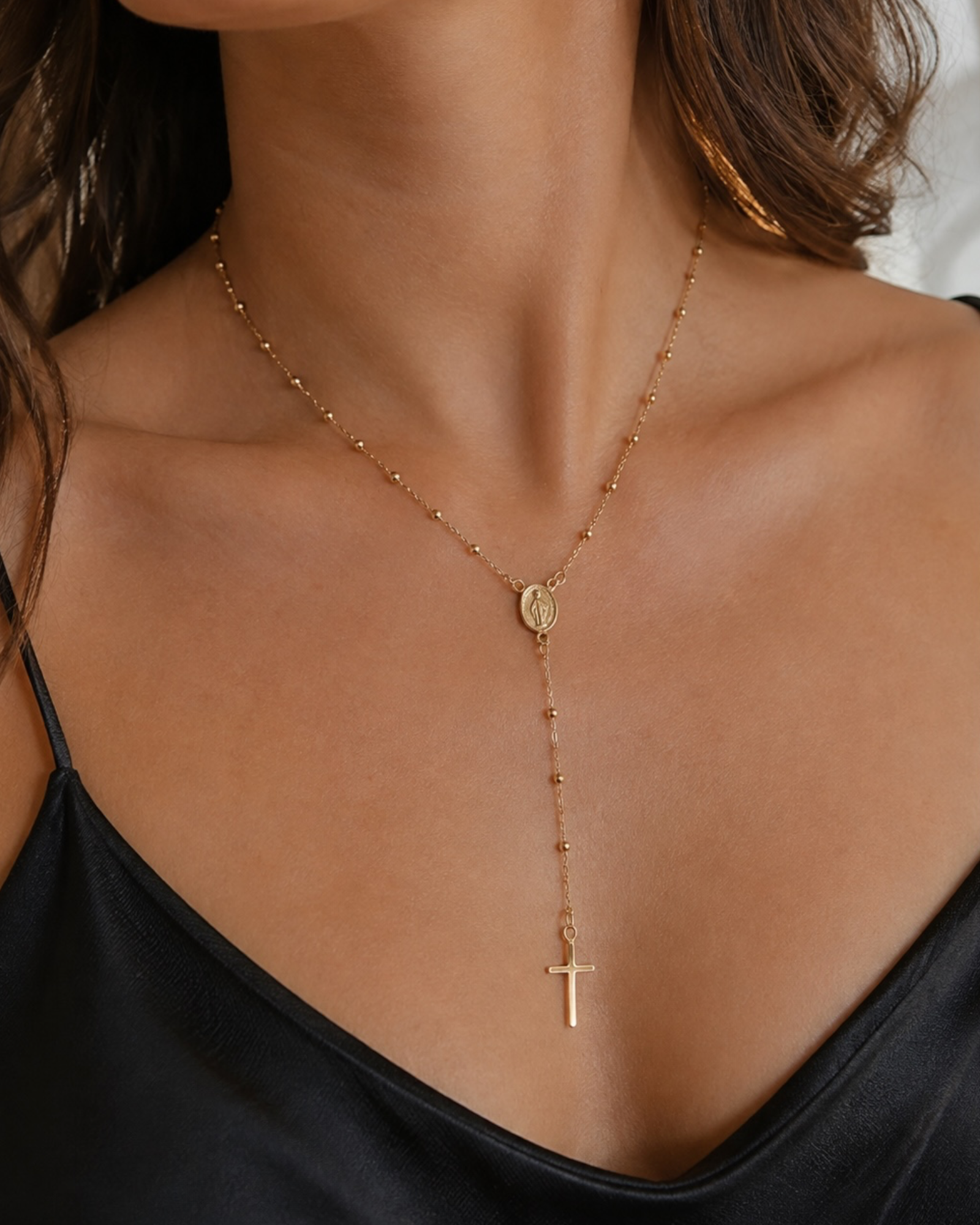 Yellow Gold Rosary Necklace