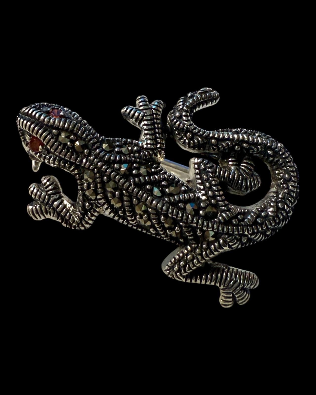 Alfinete Lagarto com Marcassites em Prata
