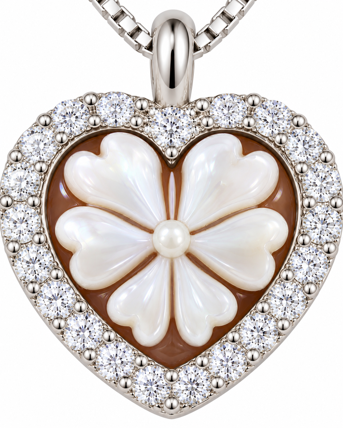 Silver Cameo Heart Necklace