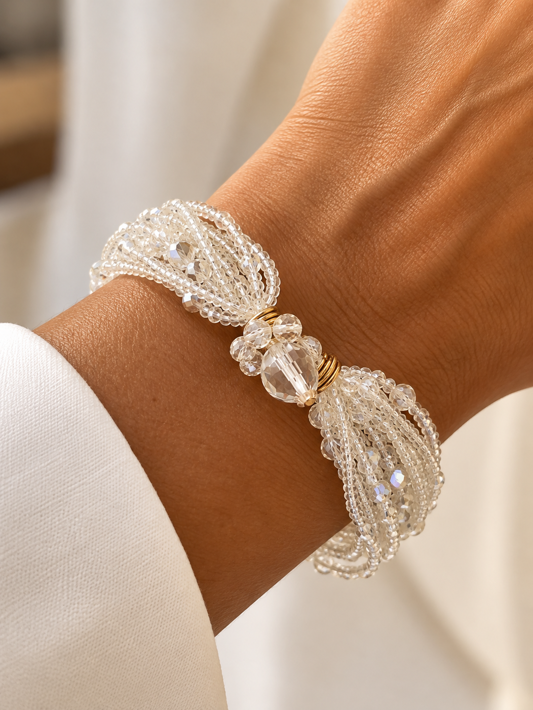 Pulseira Brilho Cristal em Prata