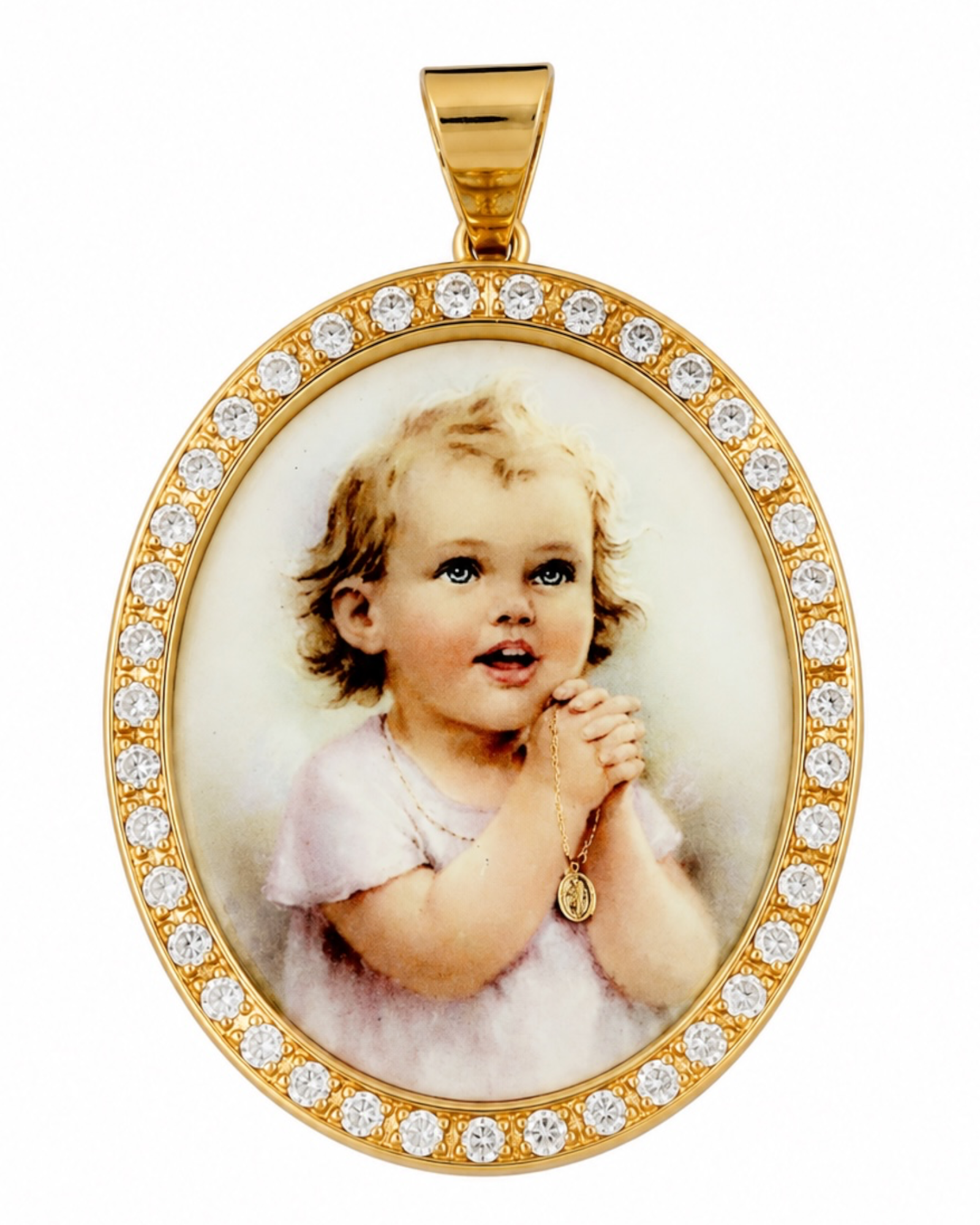 Medalha Menino Jesus em Prata Rosa