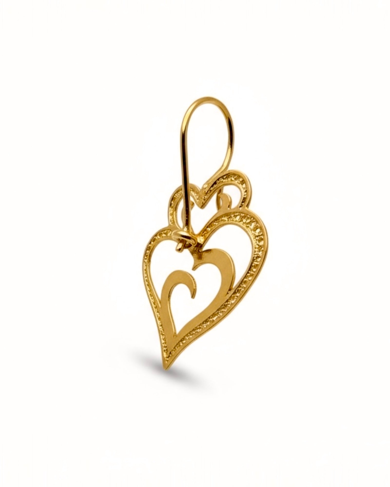 Viana is Love Heart Earrings with Black Enamel on Gold Plated Silver