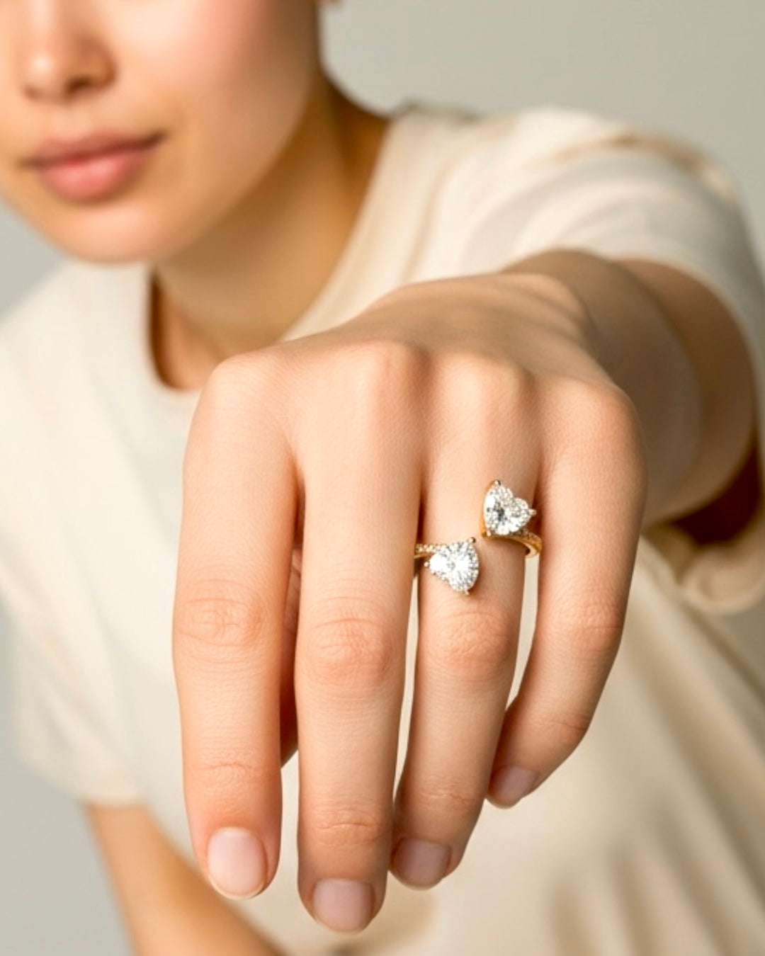Double Heart Ring in Silver