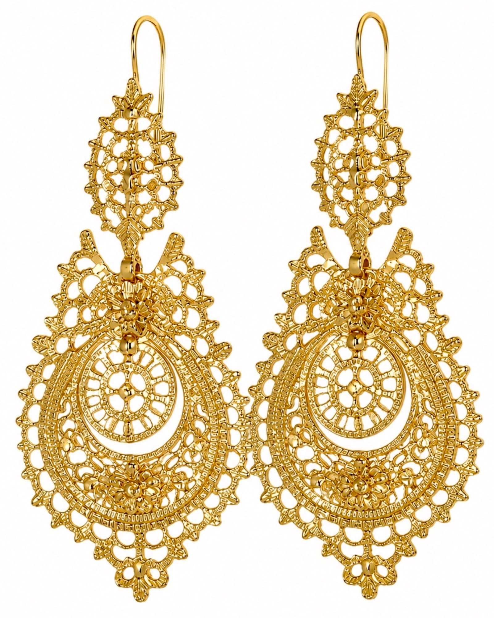 Brincos à Rainha em Ouro 19kl - 8cm