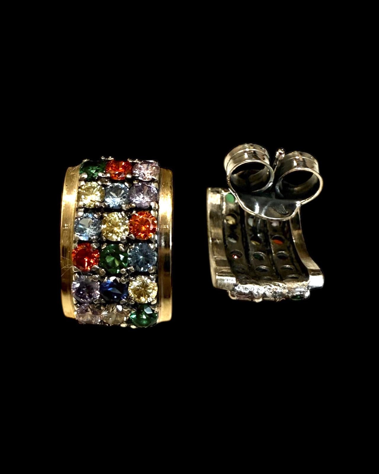 Colorful Sparkling Earrings in Silver and Gold