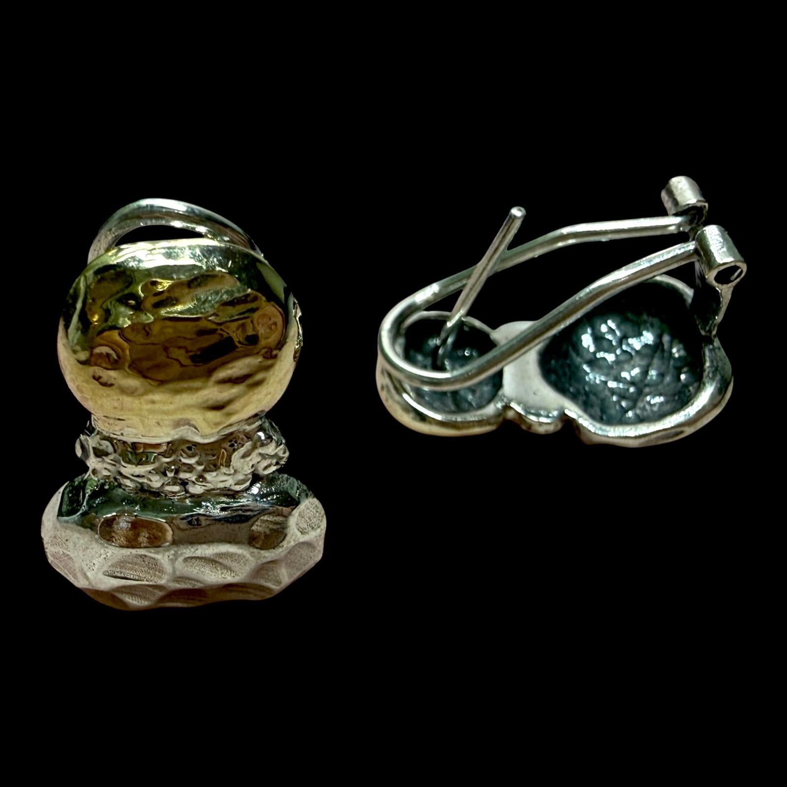 Earrings in Silver and Gold with Textures