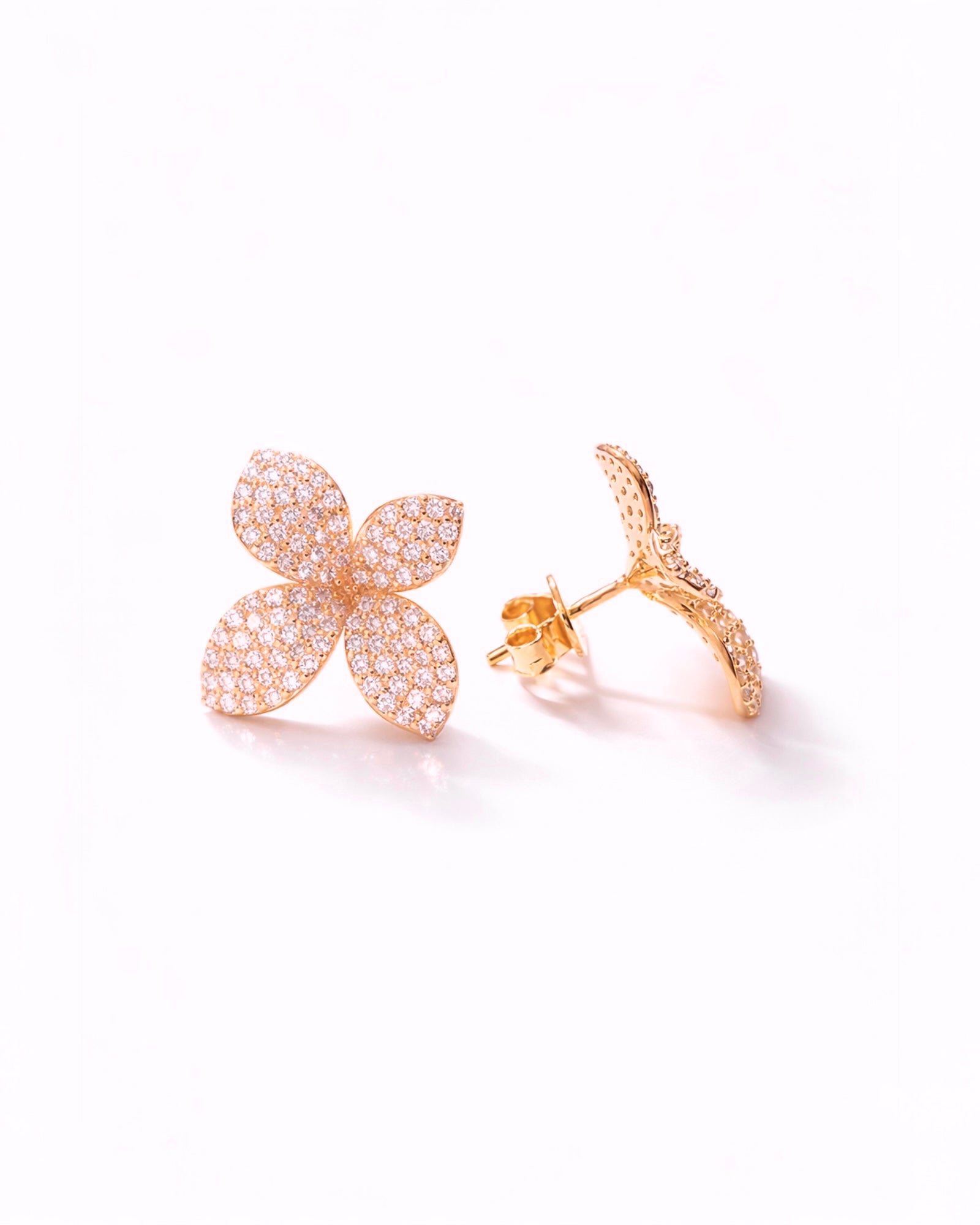 Brincos Pétalas em Prata Rosa