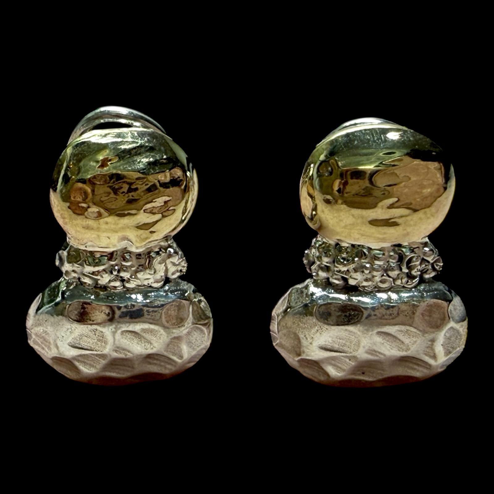 Brincos em Prata e Ouro com Texturas