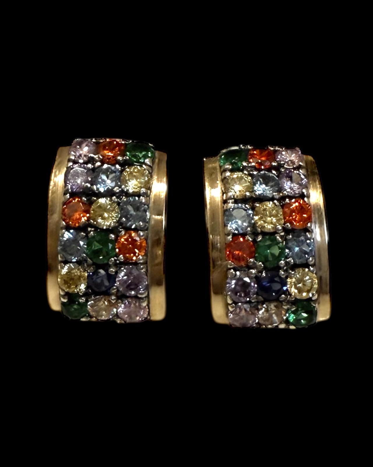 Colorful Sparkling Earrings in Silver and Gold
