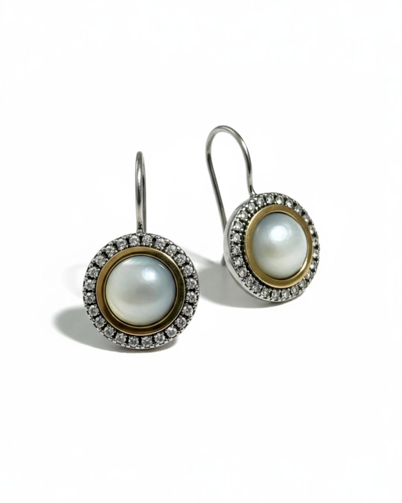 Classic Mother-of-Pearl Earrings in Silver and Gold