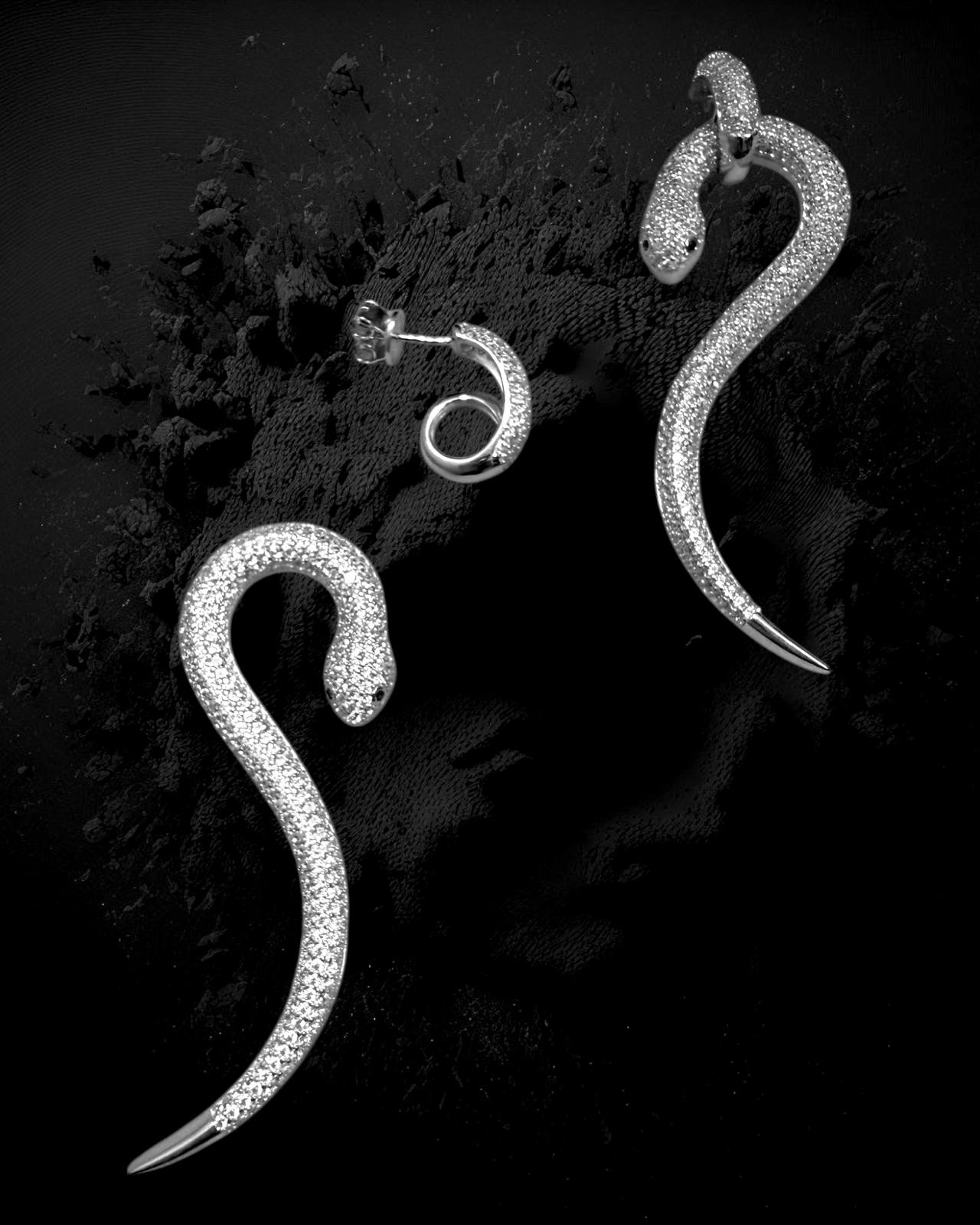 Brincos Cobra em Prata
