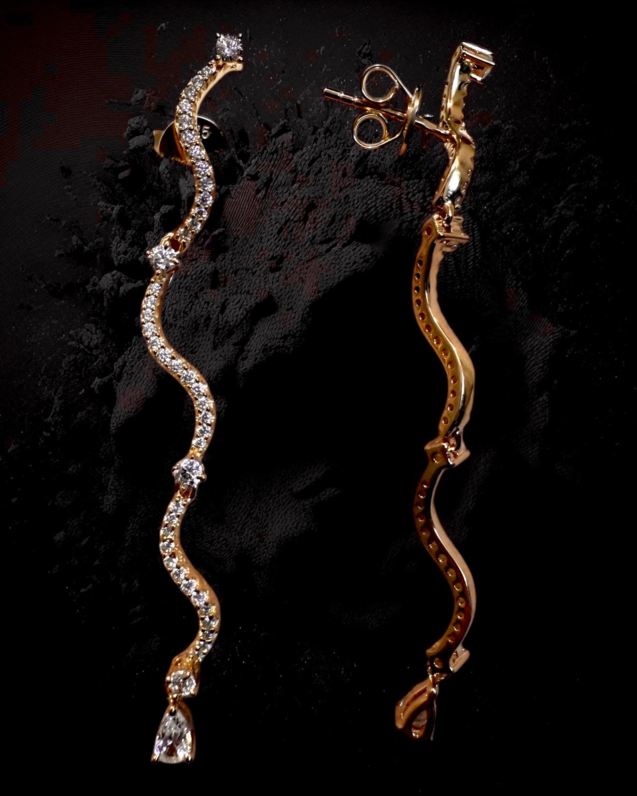 Brincos Encanto com Gota em Prata Rosa