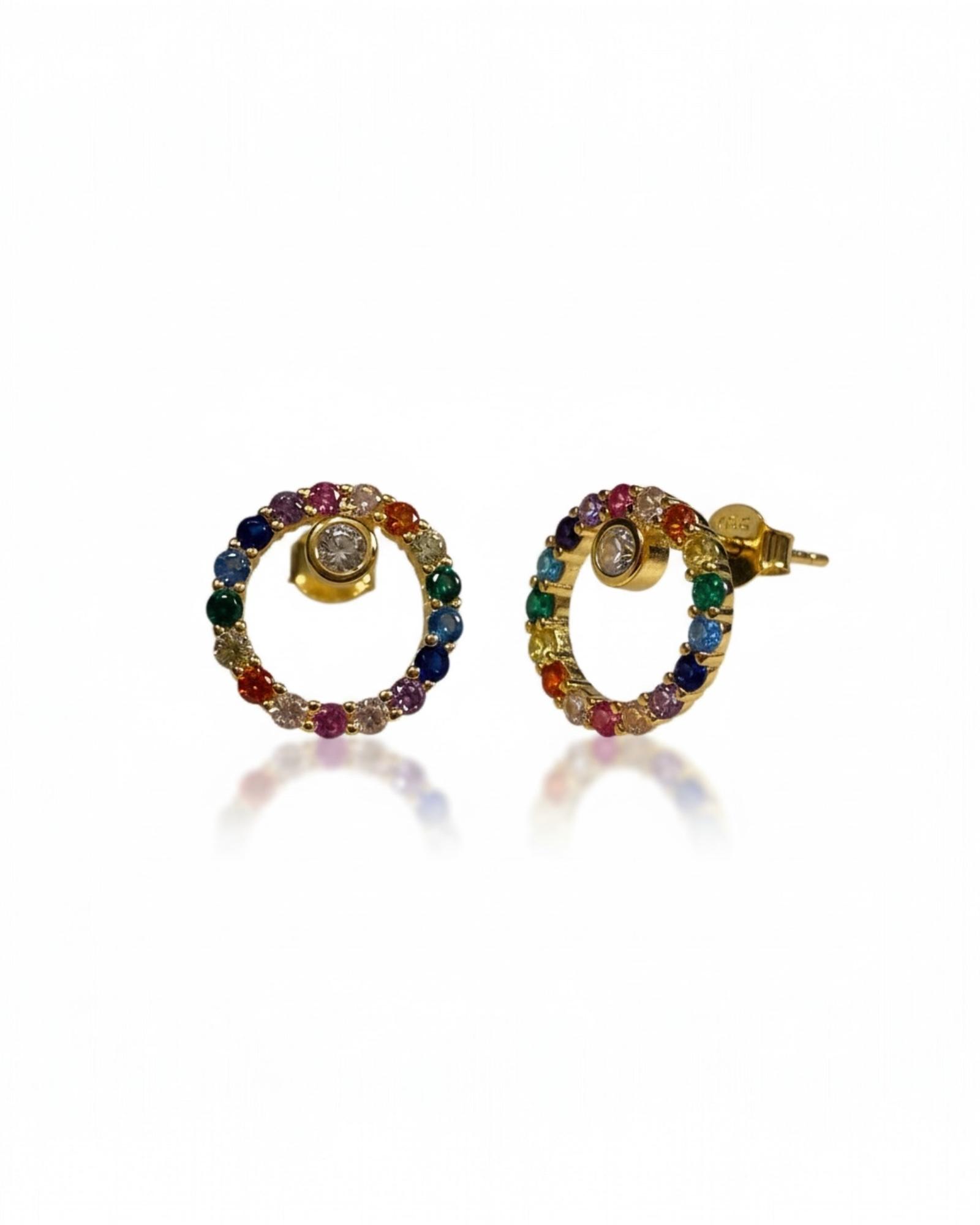 Brincos Arco-Íris em Prata Dourada