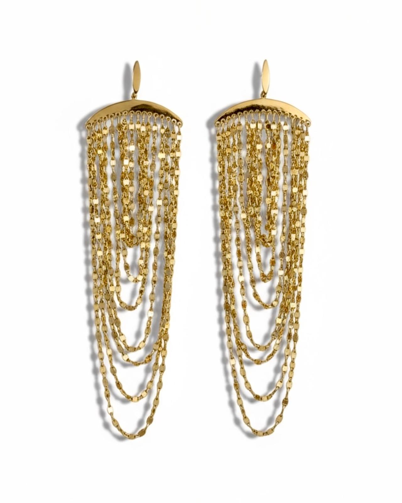 Brincos Cascata com Brilho em Prata Dourada