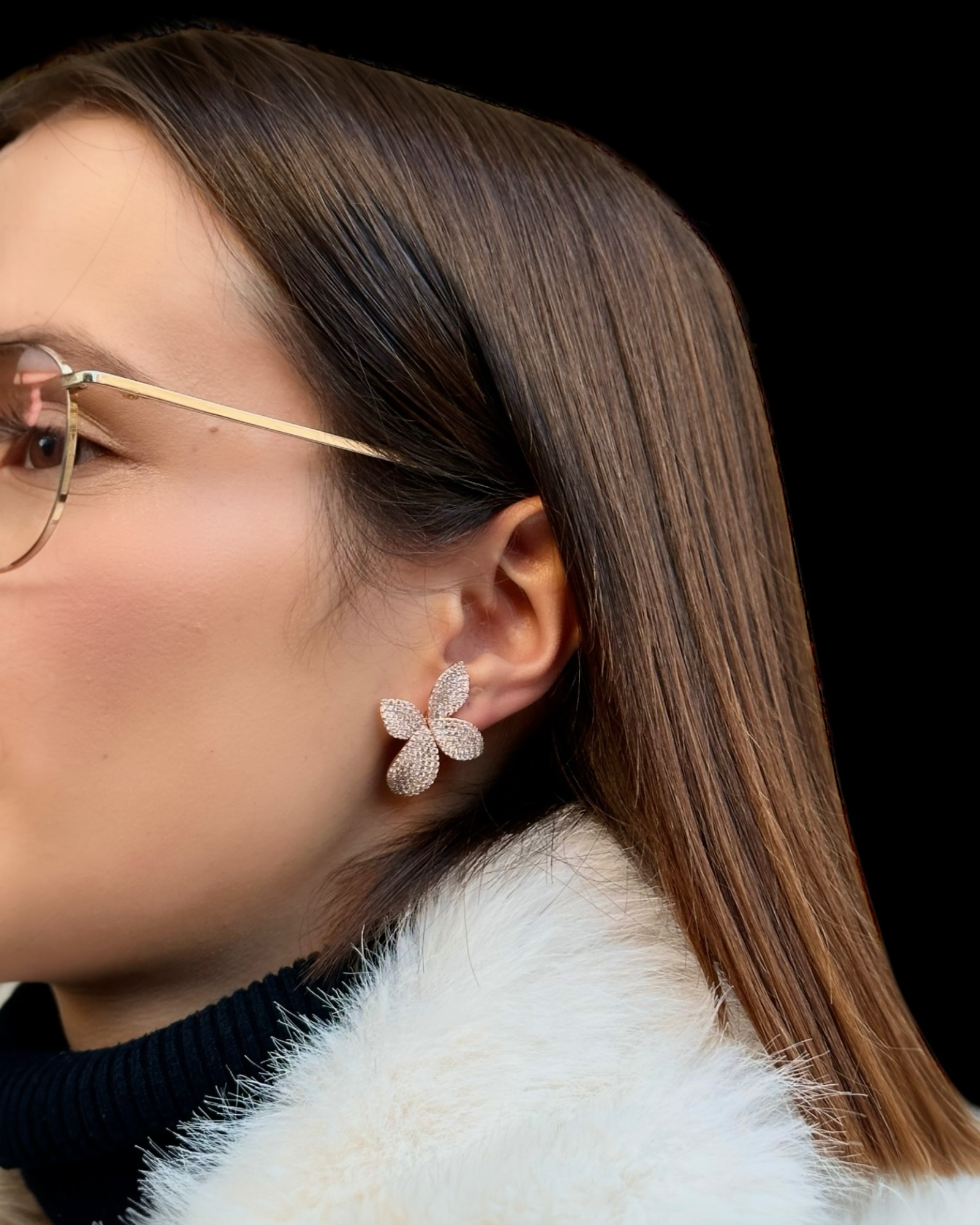 Gold-plated silver petal earrings