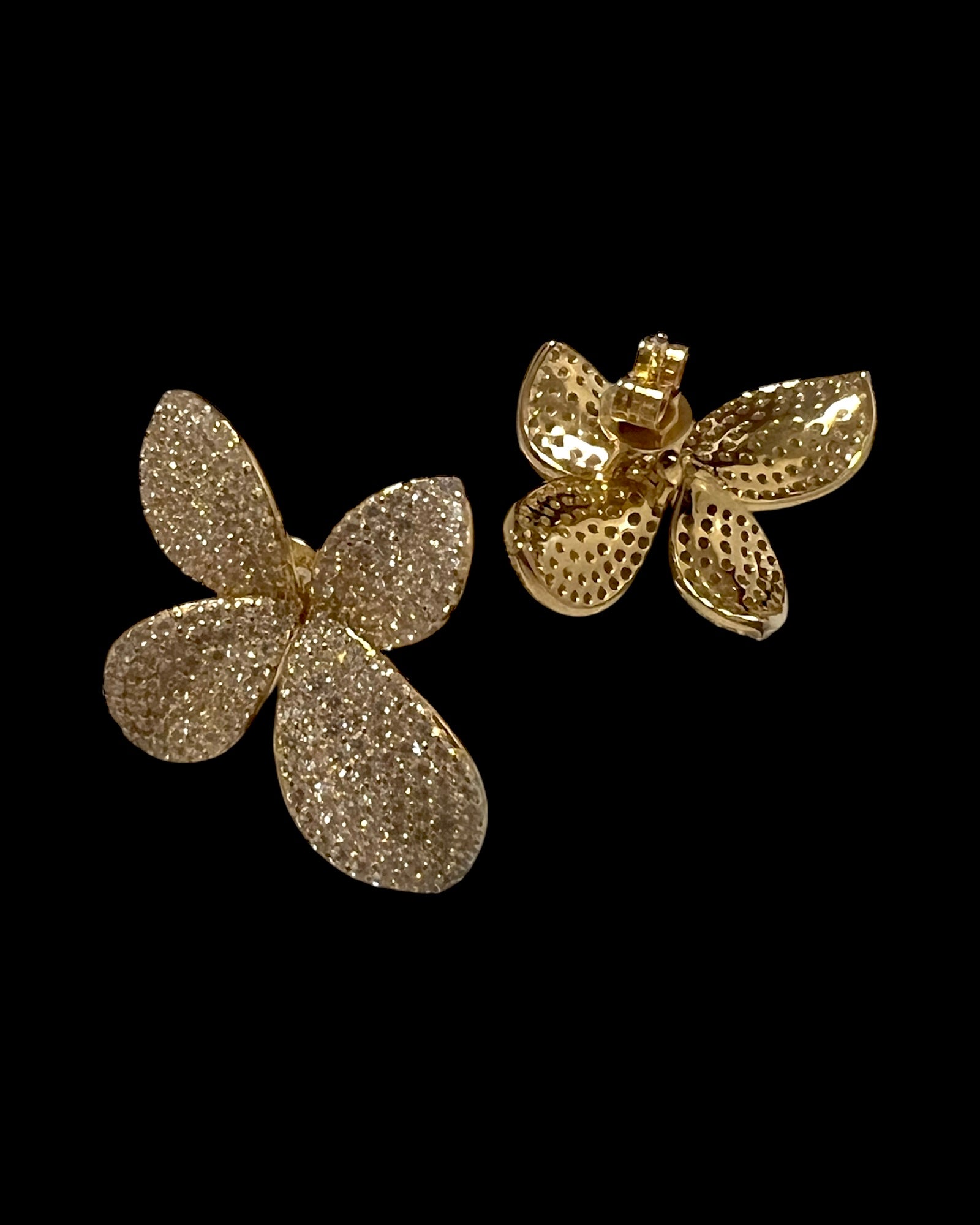 Gold-plated silver petal earrings
