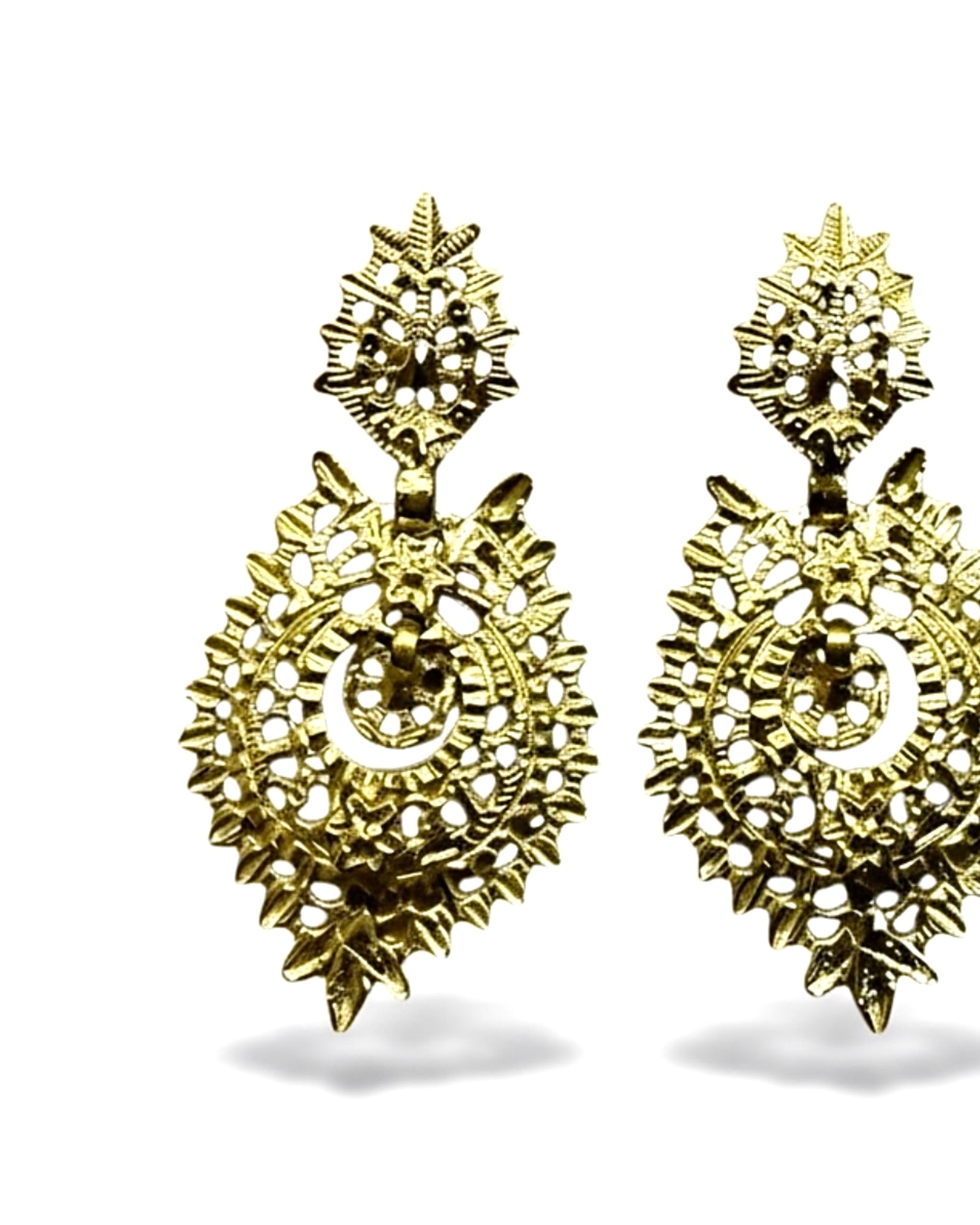 Brincos à Rainha em Prata Dourada (com espeque) Nº 3