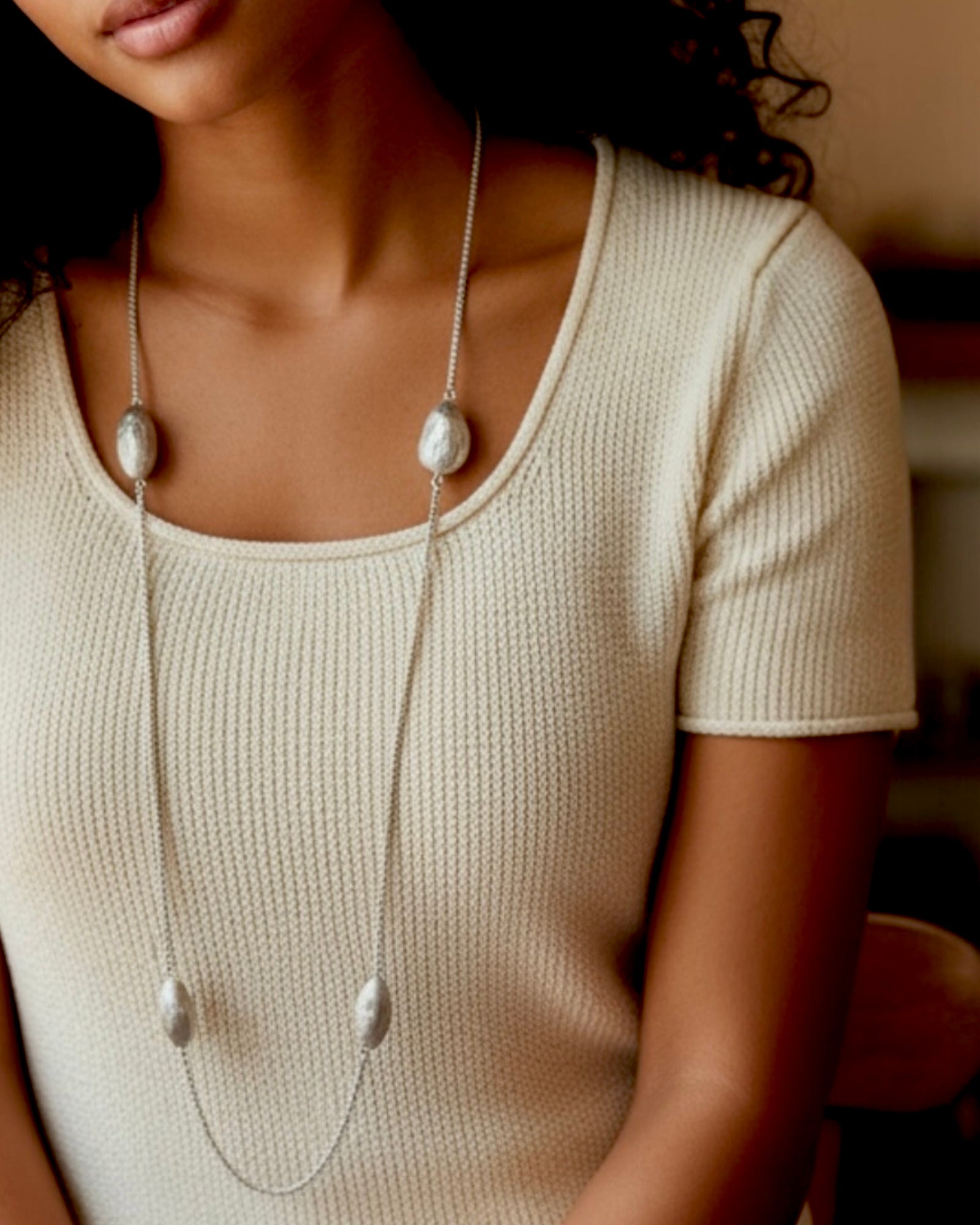 Nugget Necklace in Silver