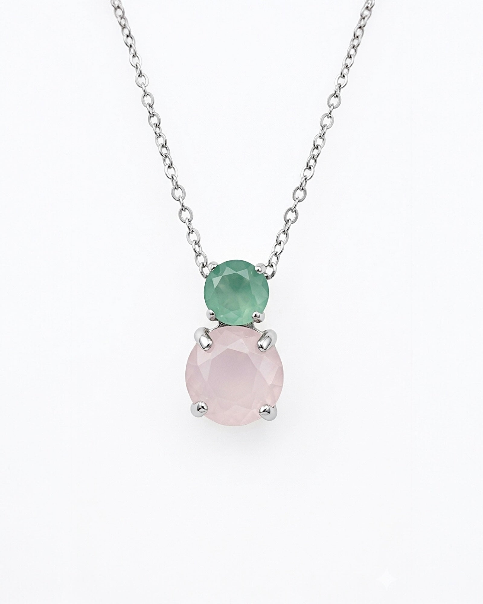 Colar Rosa e Azul em Prata