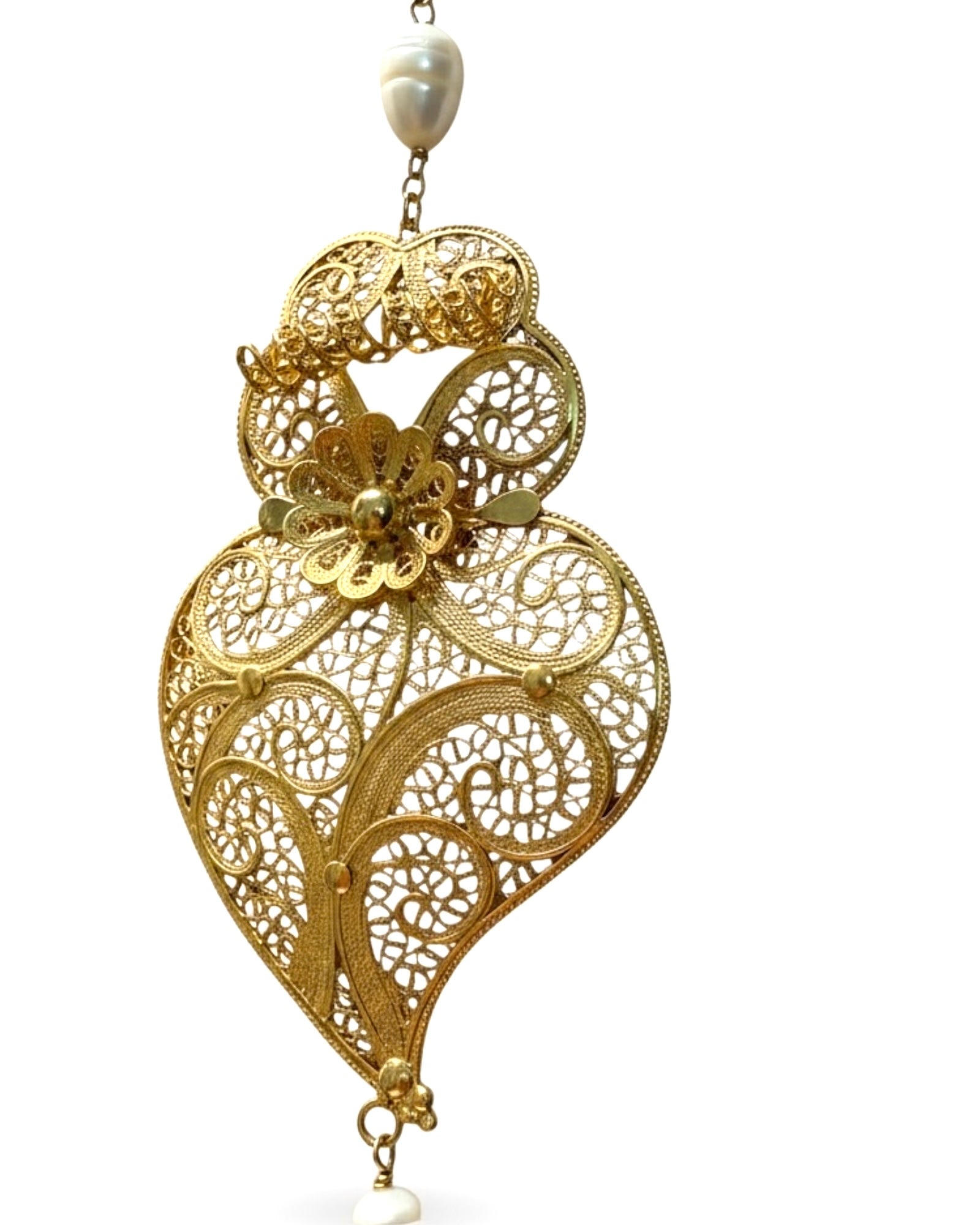 Colar Coração de Viana em Prata Dourada