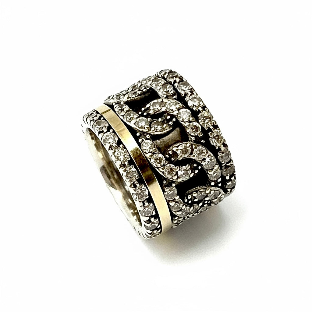 Anti-Stress Ring/Wedding Ring with Silver and Gold Chain