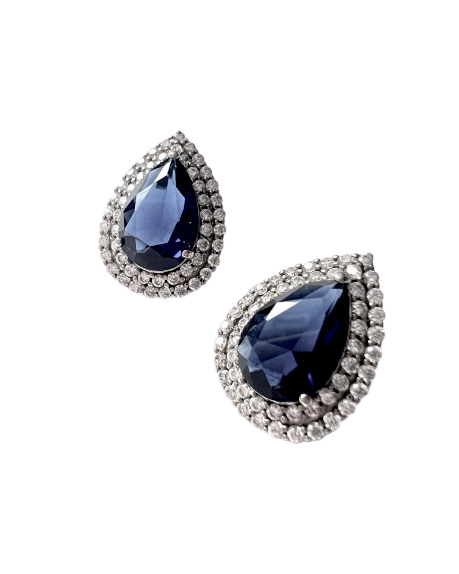 Blue Drop Earrings in Silver