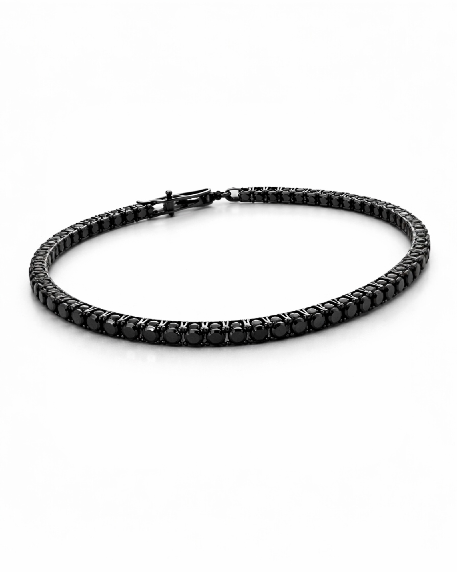 Black Glitter Bracelet in Silver