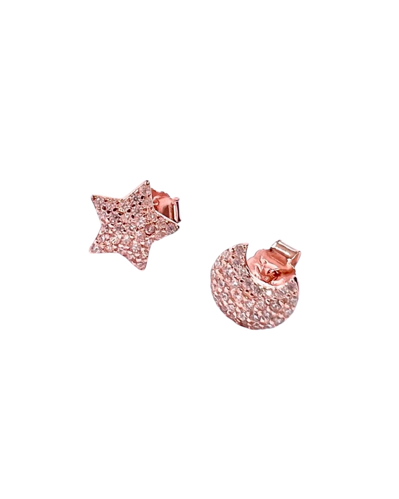 Stars and Moons Earrings in Pink Silver