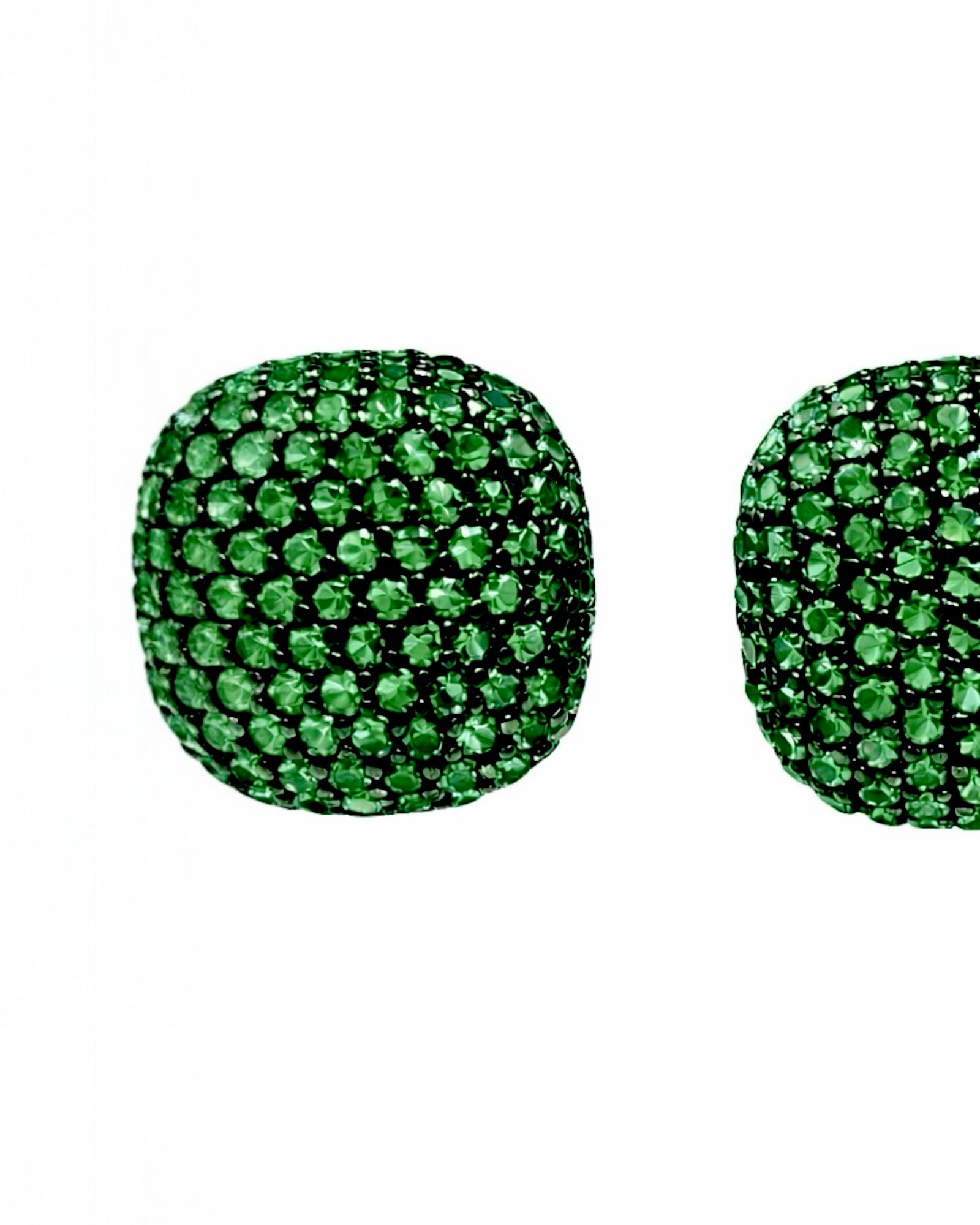 Green Sparkling Silver Earrings