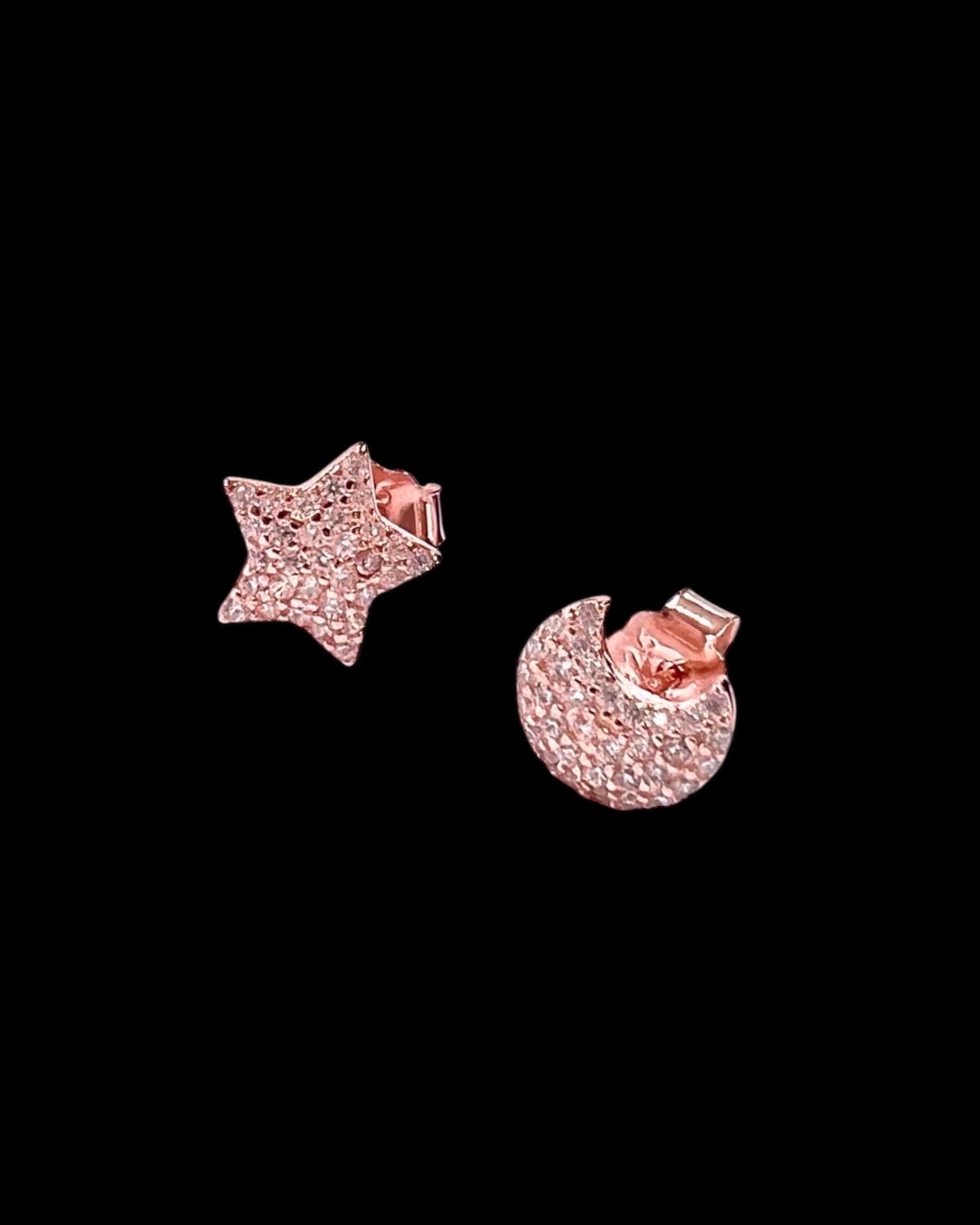 Stars and Moons Earrings in Pink Silver