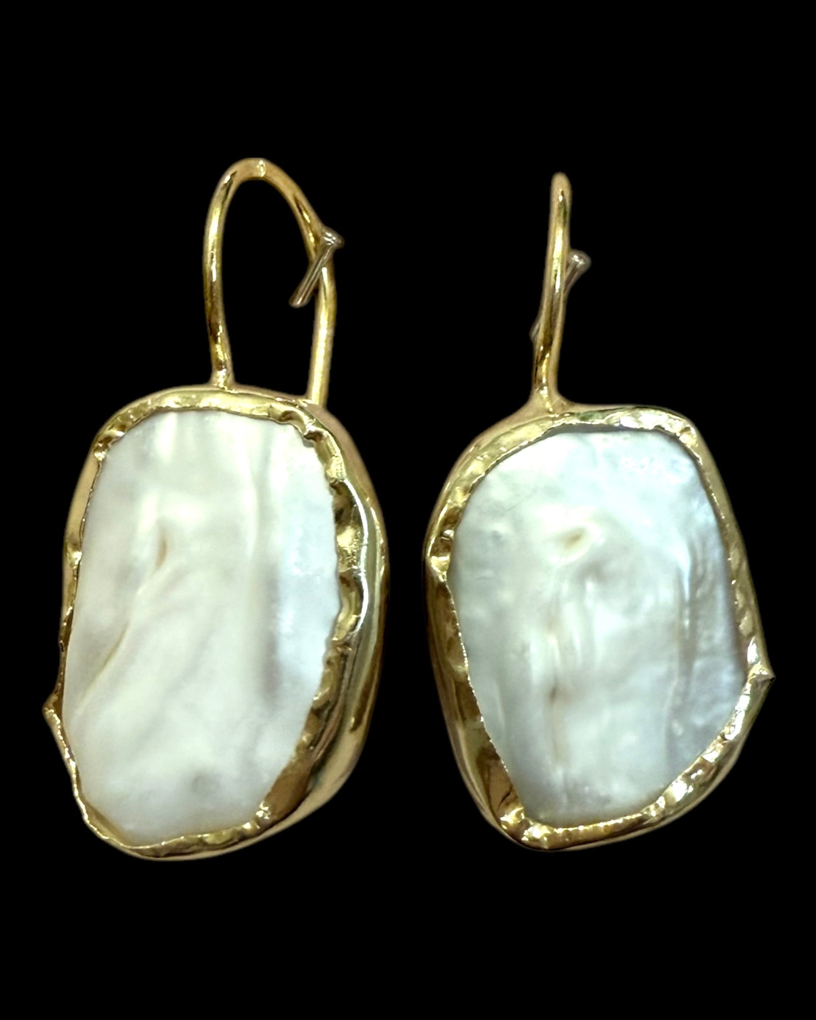 Flower Earrings with Pearls in Gold Plated Silver