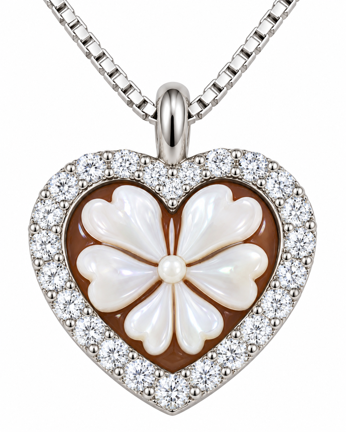 Silver Cameo Heart Necklace