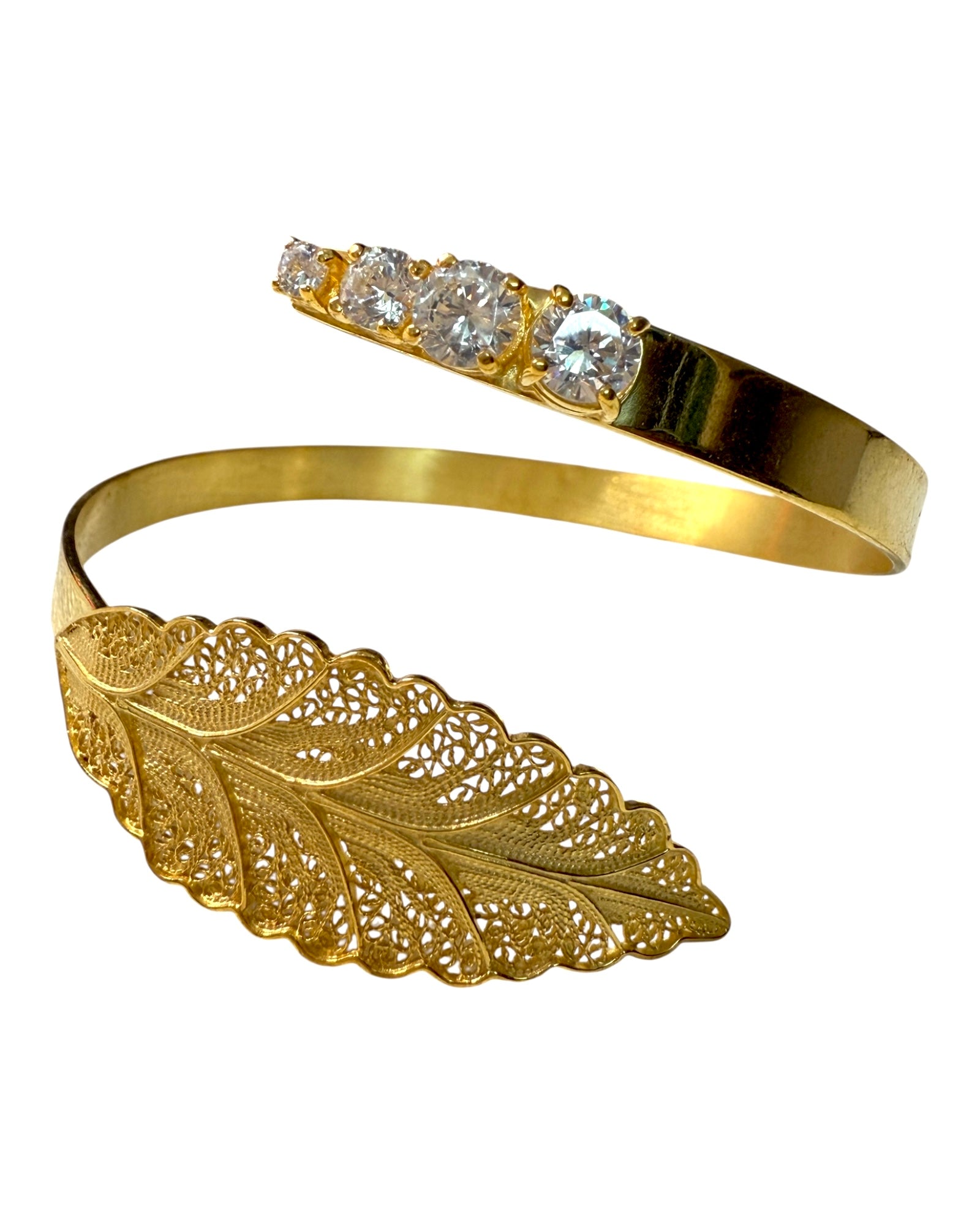 Pulseira Folha de Filigrana em Prata Dourada