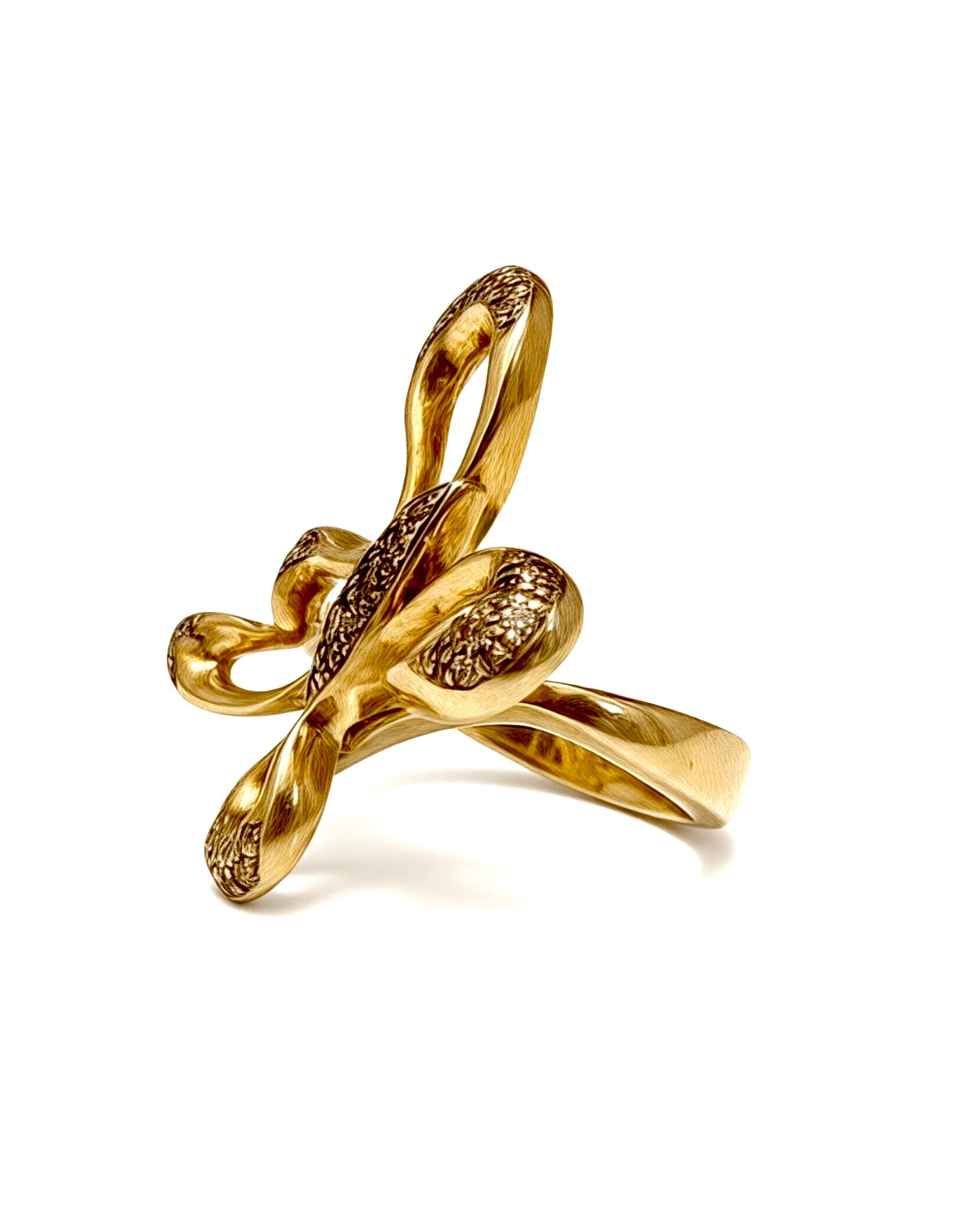 Anel Borboleta em Prata Dourada