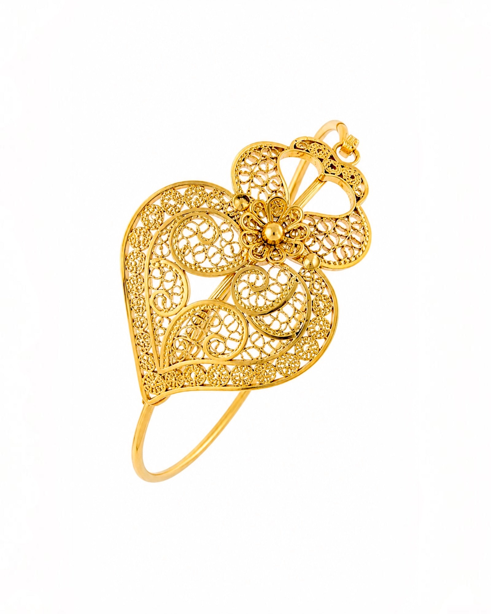 Viana Heart Bracelet in Filigree and Gilded Silver