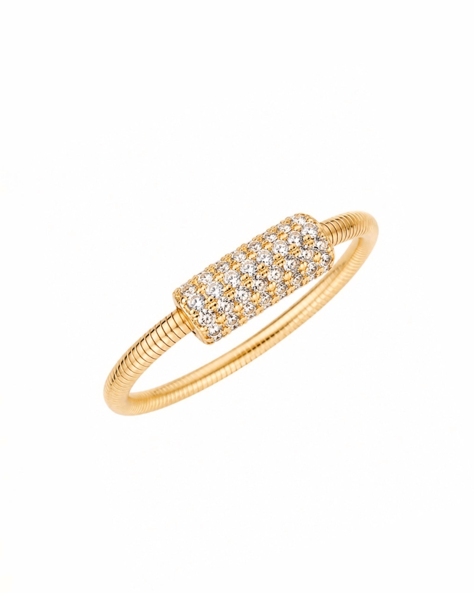 Anel Glamour Brilhante em Prata Dourada