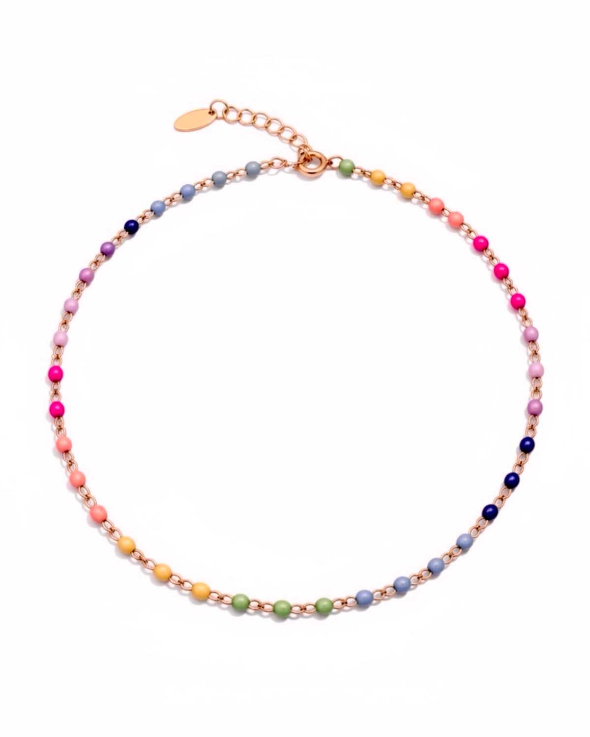 Pulseira de Pé / Tornozelo Colorida em Prata Rosa