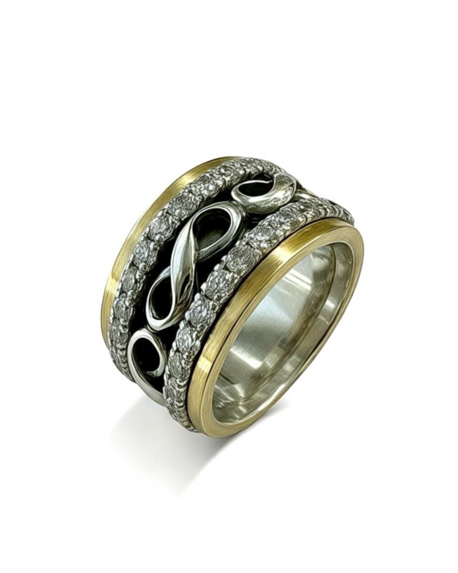 Infinite Anti-Stress Ring/Wedding Band in Silver and Gold