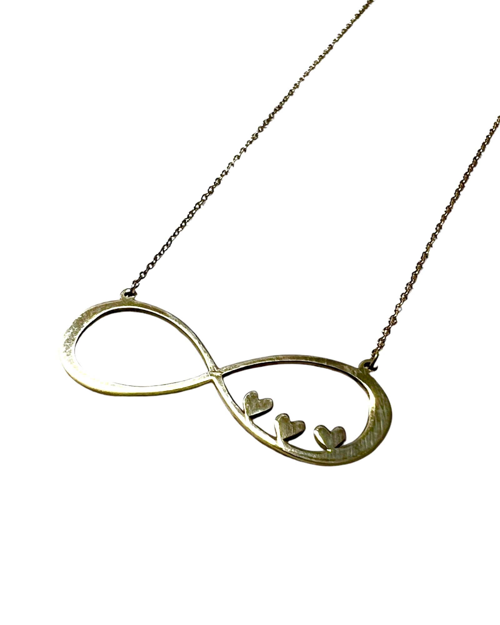 Infinity Necklace with Gold Hearts