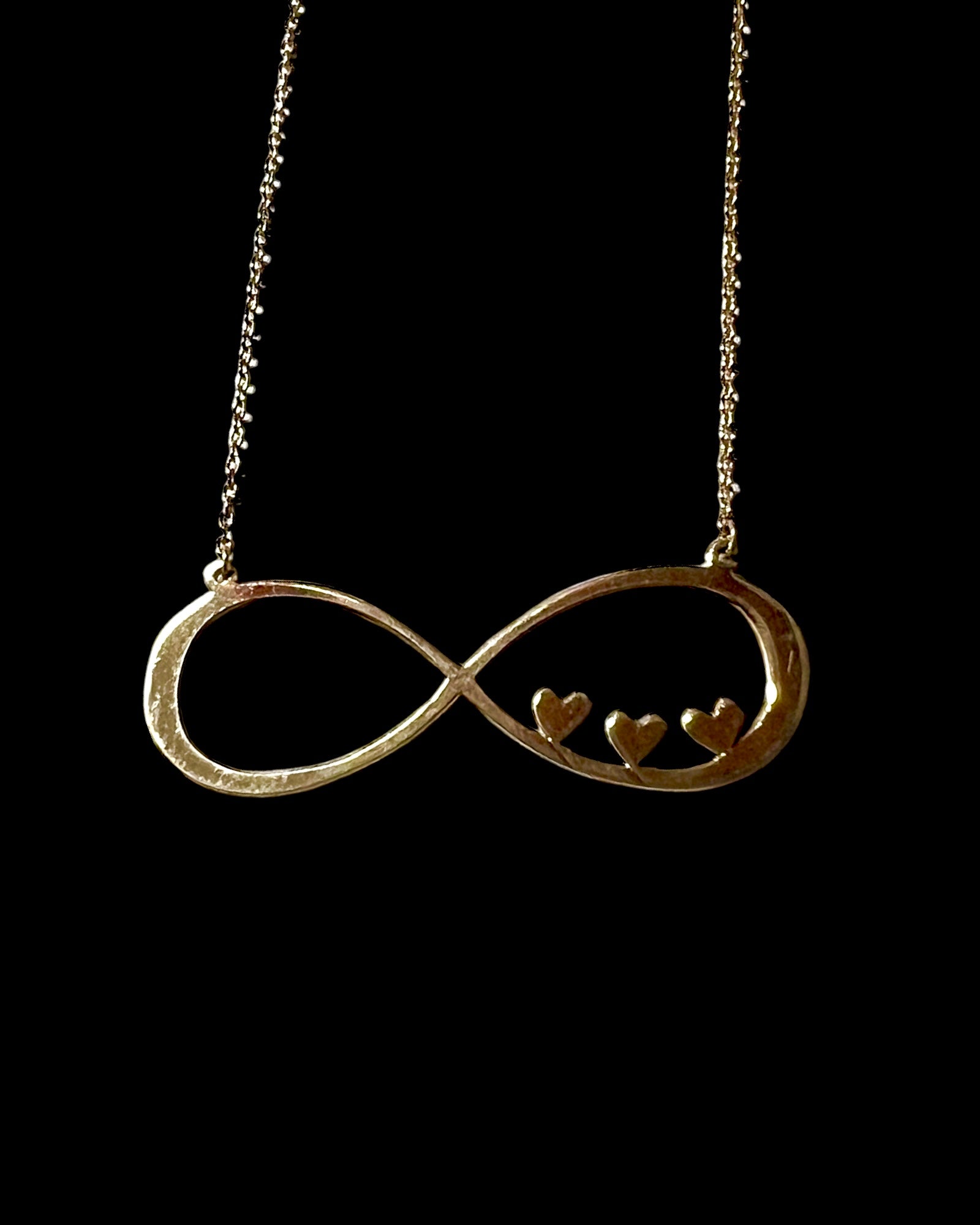 Infinity Necklace with Gold Hearts