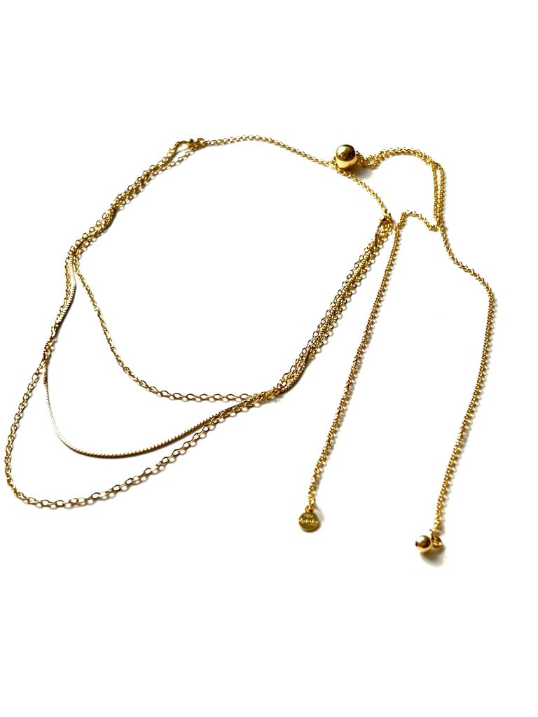 Triple Back Necklace in Gold Plated Silver