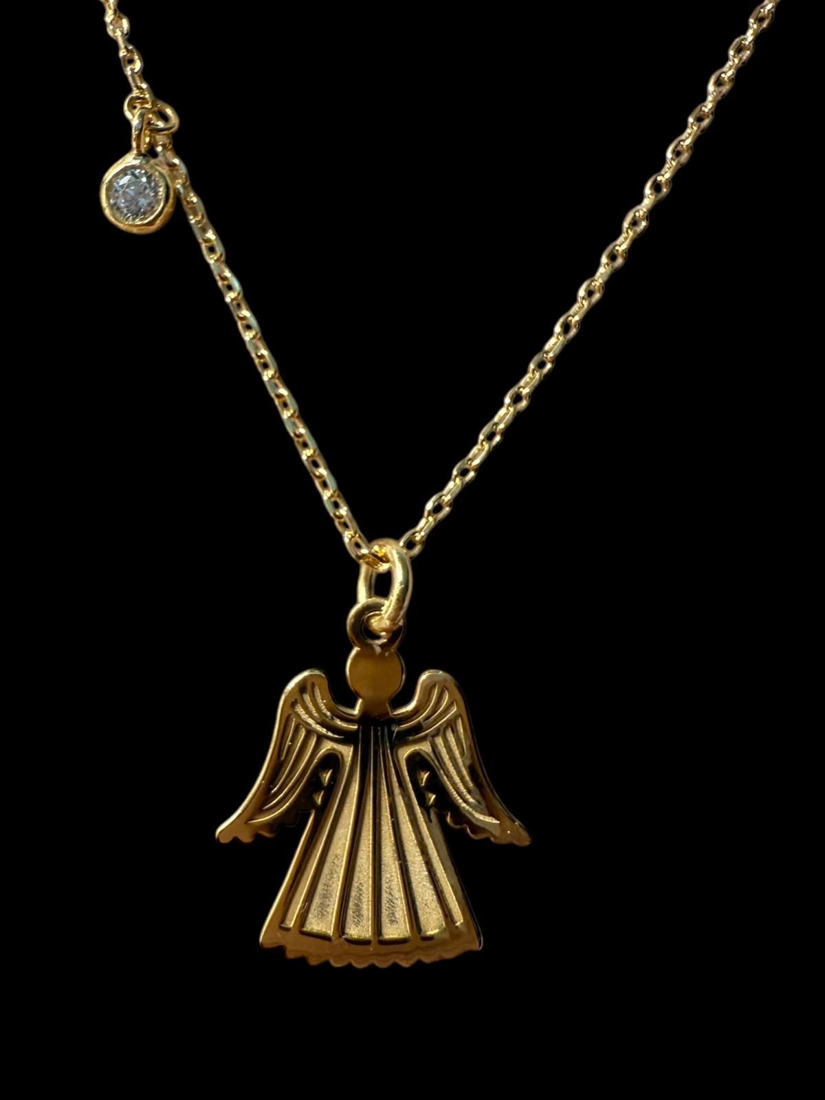 Colar Anjo em Prata Dourada
